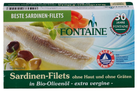 Sardinen o. Haut, o. Gr&auml;ten in Bio Oliven&ouml;l, 120g